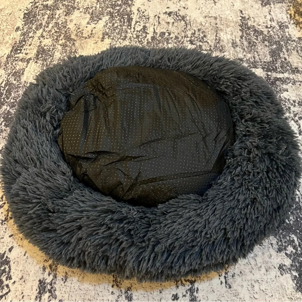 Fluffy Donut Shaped Pet Dog Cat Bed Plush Soft Warm Calming Sleeping Bed 20 inch